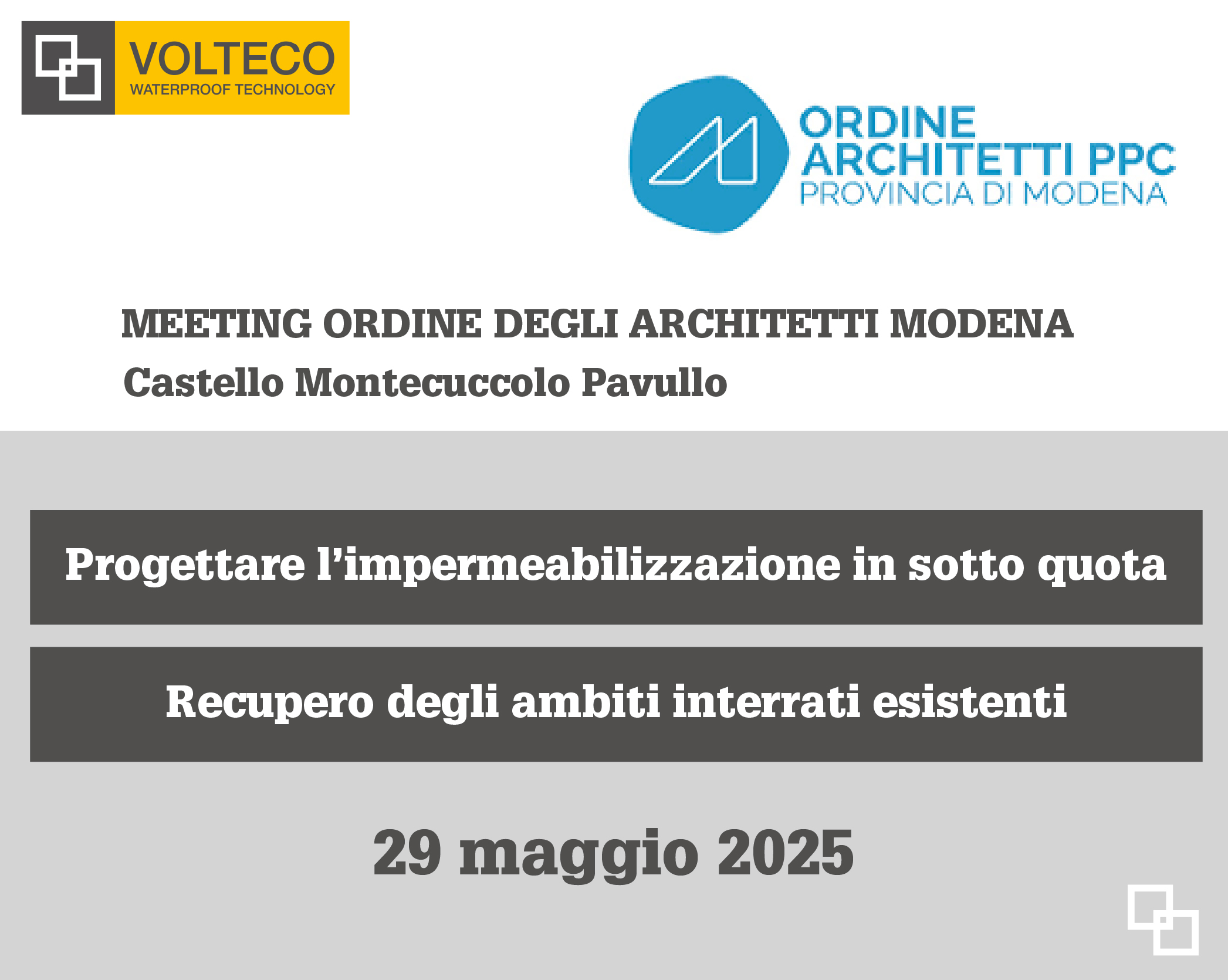 MEETING ORDINE DEGLI ARCHITETTI MODENA – CASTELLO MONTECUCCOLO PAVULLO